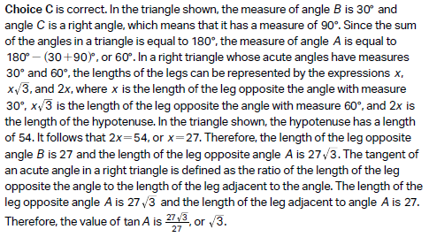 SAT Math Triangle problem solution with step-by-step explanation