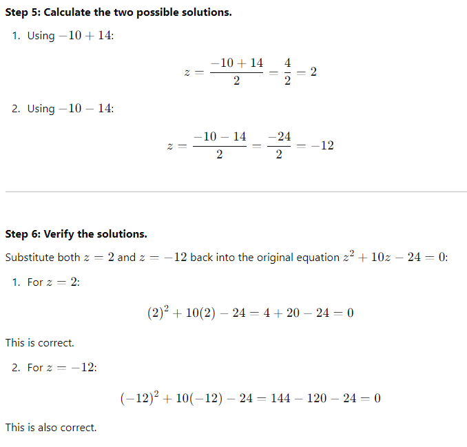 Quadratic method solutions using sat math test