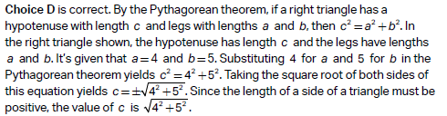 Answers of the SAT Math questions