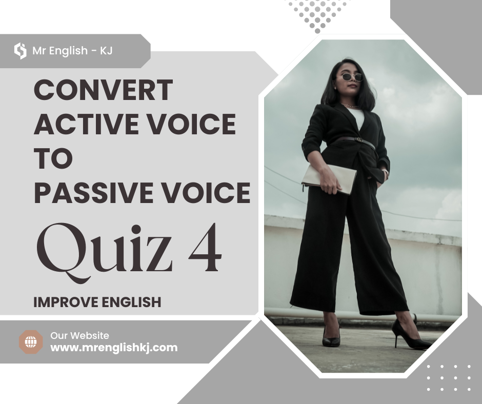 Difference between active to Passive Voice: English Test, Quiz, Exercise